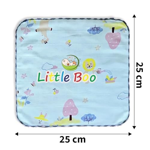 Little Boo Muslin 6 Layer Organic Cotton Face Towels for Newborn Baby Extra Soft Hankies Reusable Napkins for Infants Toddlers/Kids (Pack of 5). Multicolor - Image 4
