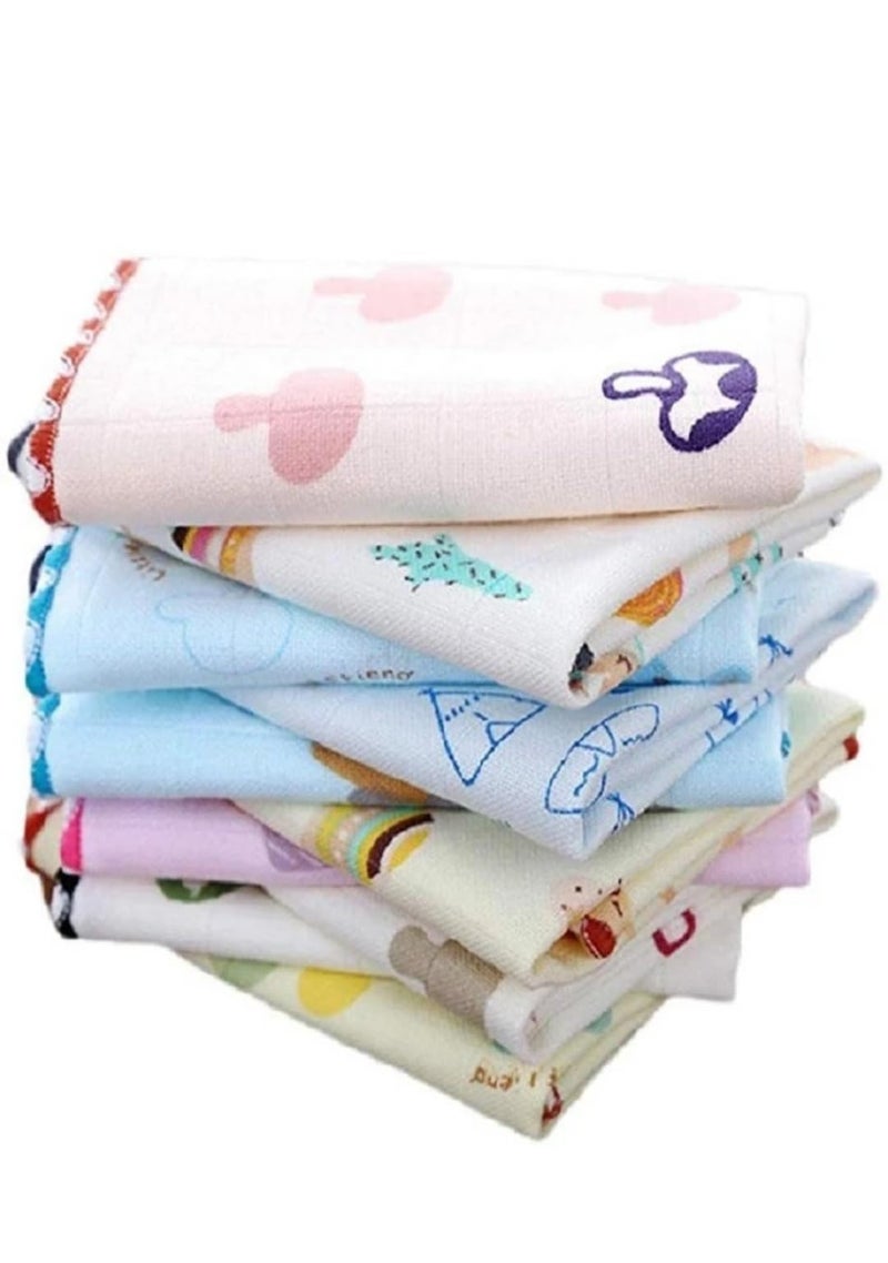 Little Boo Muslin 6 Layer Organic Cotton Face Towels for Newborn Baby Extra Soft Hankies Reusable Napkins for Infants Toddlers/Kids (Pack of 5). Multicolor - Image 1