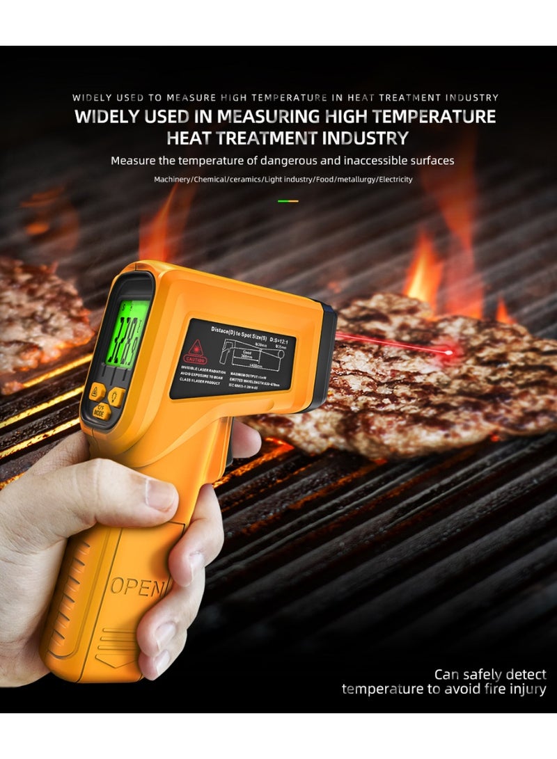 BSIDE Infrared Thermometer High Accuracy Industrial Temperature Measurement, Non-Contact IR Thermometer with Adjustable Emissivity 0.1-0.99, 12:1 Distance Ratio, Fast Stable Reading - Image 2