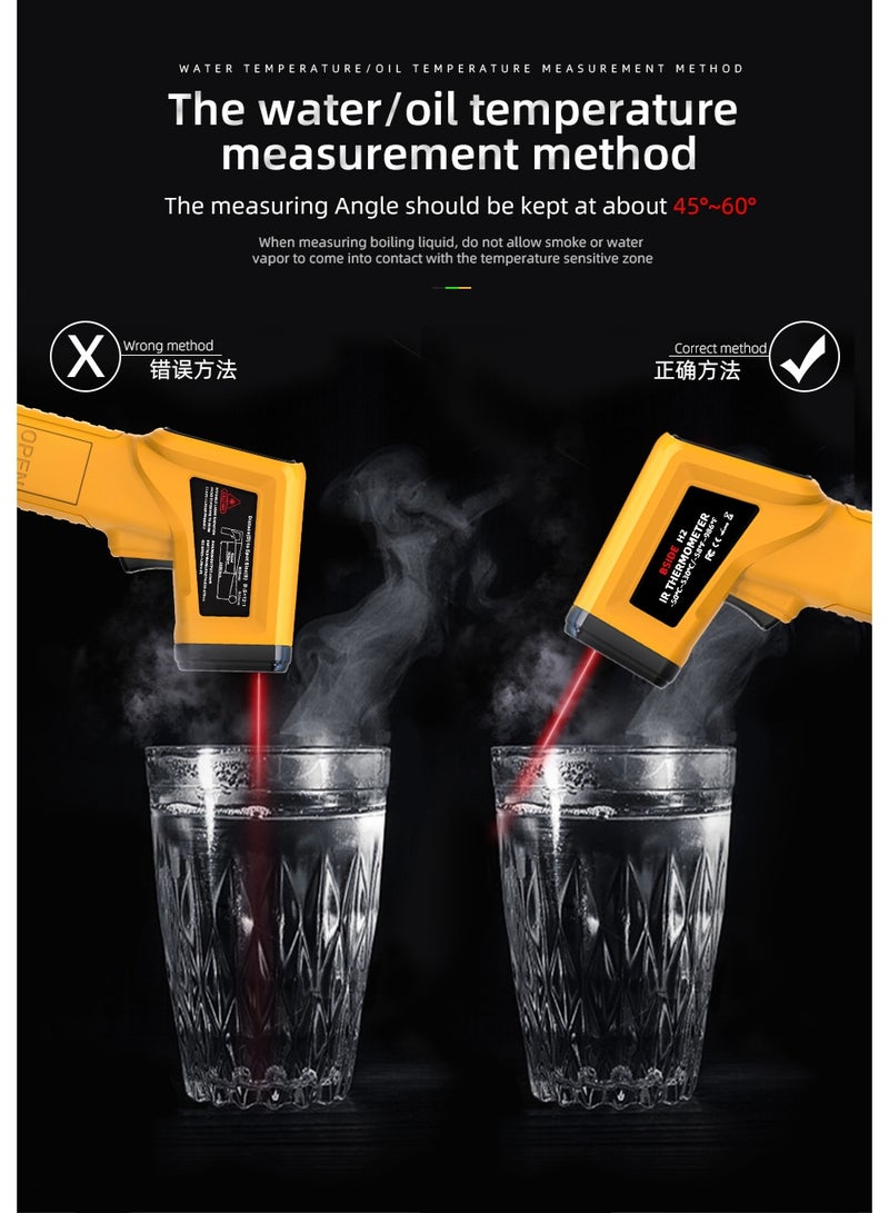 BSIDE Infrared Thermometer High Accuracy Industrial Temperature Measurement, Non-Contact IR Thermometer with Adjustable Emissivity 0.1-0.99, 12:1 Distance Ratio, Fast Stable Reading - Image 4