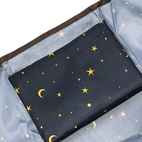 allydrew Large & Small Foldable Tote Nylon Reusable Grocery Bags, Set of 2, Moon & Stars - Image 4
