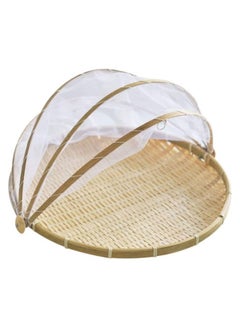 DubaiGallery DISH COVER - FOOD COVER - SUN DRY BAMBOO TRAY WITH NET - BAMBOO NETTED COVER  - Image 1