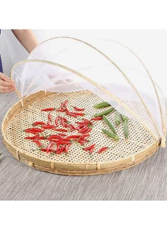 DubaiGallery DISH COVER - FOOD COVER - SUN DRY BAMBOO TRAY WITH NET - BAMBOO NETTED COVER  - Image 5