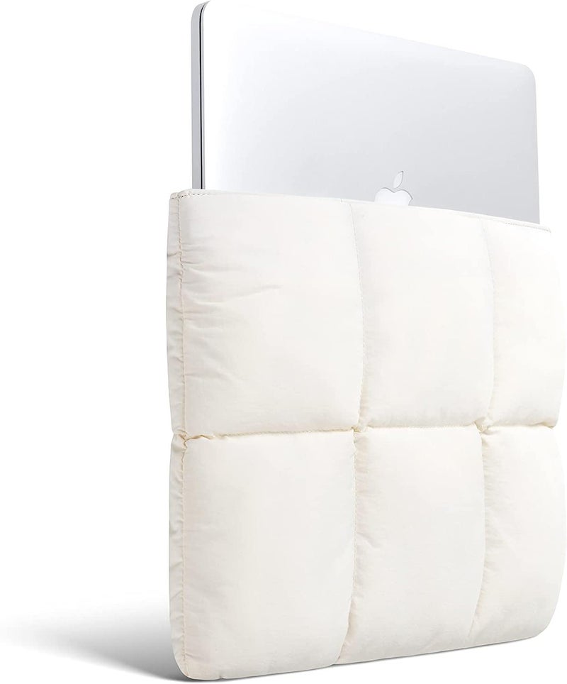 Comfyable Puffy Laptop Sleeve 13 Inch 14 Inch, Quilted Puffer Laptop Carrying Case for Women, Pillow Case Compatible with MacBook Air/Pro M5 M4 M3 M2 Pro/Max 2026, 13" MacBook Neo A18, Rice - Image 2