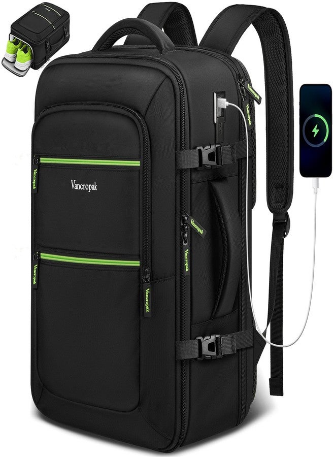 Vancropak Travel Personal Item Backpack for Spirit Airlines with Shoe Compartment Removable, 18x14x8 TSA Approved Underseat Carry on Backpack, Large Luggage Suitcase Bag Fit 17.3" Laptop with USB Port - Image 1