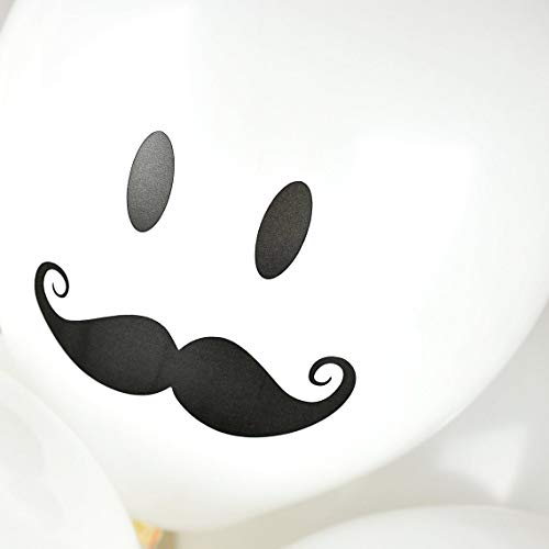 HK balloons® Pack of 30 Funny Moustache Balloons Latex White Stag Night & Party Balloons (Printed White Mustache) - Image 3