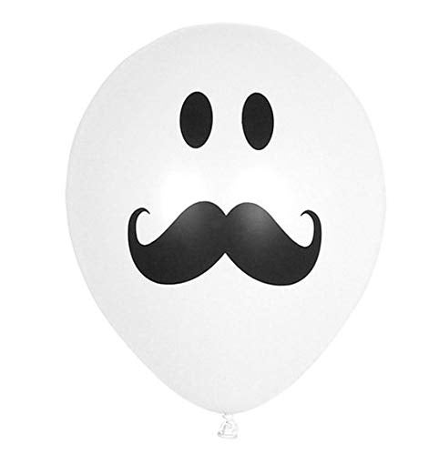 HK balloons® Pack of 30 Funny Moustache Balloons Latex White Stag Night & Party Balloons (Printed White Mustache) - Image 2