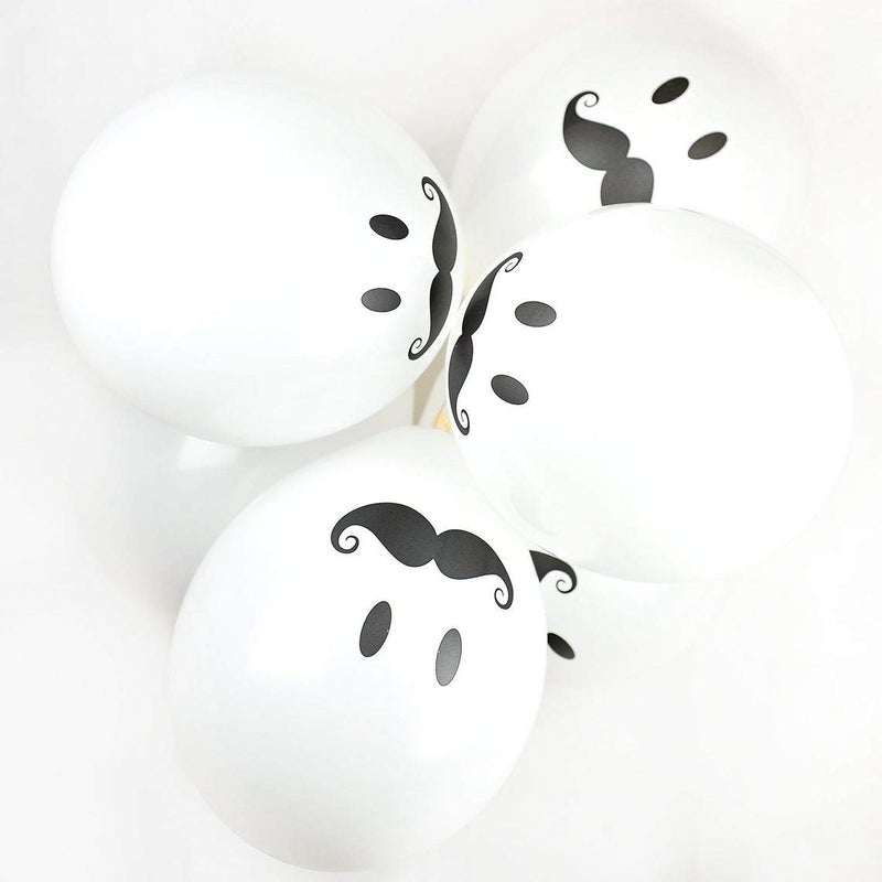 HK balloons® Pack of 30 Funny Moustache Balloons Latex White Stag Night & Party Balloons (Printed White Mustache) - Image 4