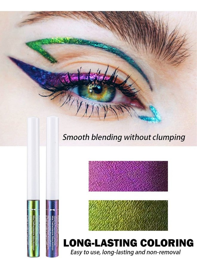 LYSdefeu Chameleon Glitter Eyeliner Liquid 1Pcs Blue Purple Colored Metallic High Pigmented Multichrome Shimmer Eye Liner Eyeshadow Penlonglasting Smudge Proofultra Fine Tip Eyelinerfor Eye Makeup 05 - Image 4