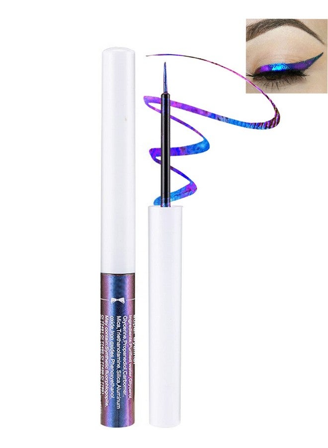 LYSdefeu Chameleon Glitter Eyeliner Liquid 1Pcs Blue Purple Colored Metallic High Pigmented Multichrome Shimmer Eye Liner Eyeshadow Penlonglasting Smudge Proofultra Fine Tip Eyelinerfor Eye Makeup 05 - Image 2