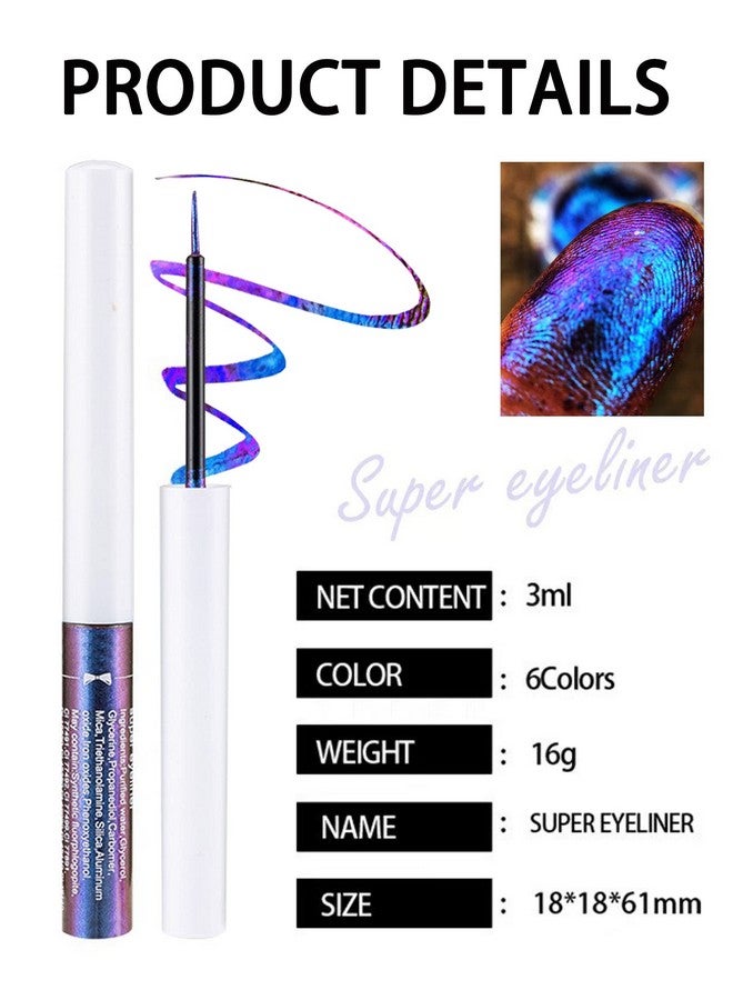 LYSdefeu Chameleon Glitter Eyeliner Liquid 1Pcs Blue Purple Colored Metallic High Pigmented Multichrome Shimmer Eye Liner Eyeshadow Penlonglasting Smudge Proofultra Fine Tip Eyelinerfor Eye Makeup 05 - Image 5