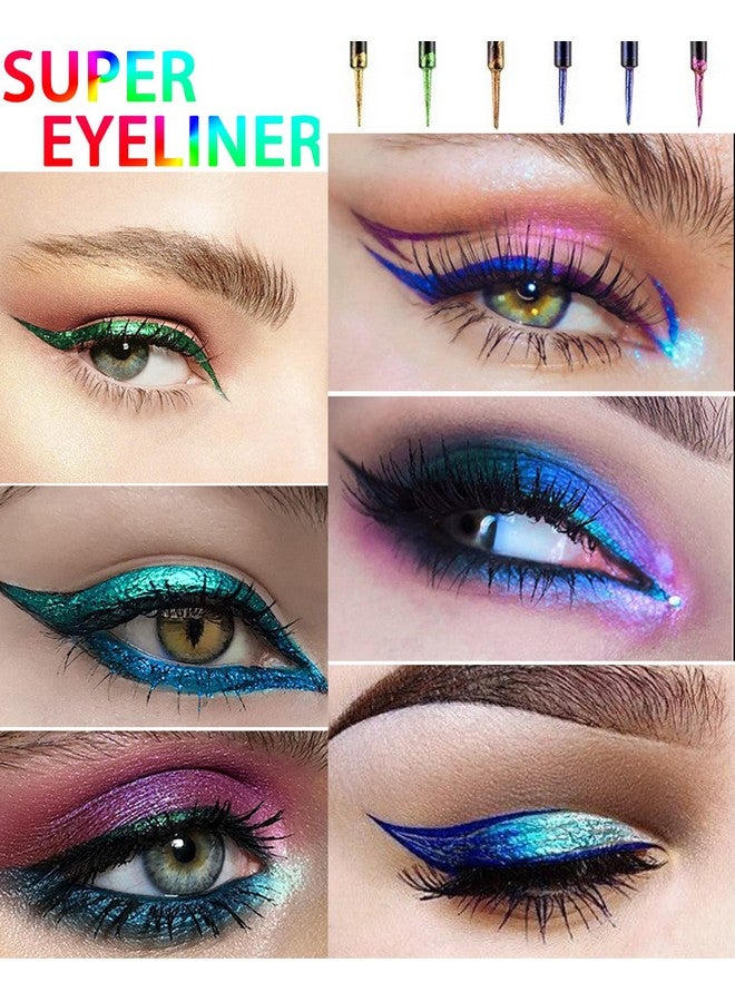 LYSdefeu Chameleon Glitter Eyeliner Liquid 1Pcs Blue Purple Colored Metallic High Pigmented Multichrome Shimmer Eye Liner Eyeshadow Penlonglasting Smudge Proofultra Fine Tip Eyelinerfor Eye Makeup 05 - Image 3