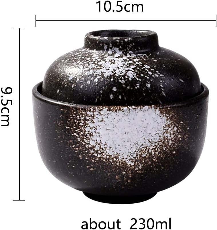 LMRLCS Ceramic Soup and Cereal Bowl with Lid 77 oz Microwave Bowl Japanese Bowl for Soup Cereal Snacks and Desserts Black - Image 2