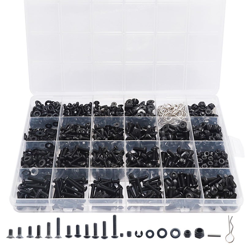 HOPLEX 1020pcs Universal RC Screw Kit Hardware Fasteners for Traxxas Redcat Arrma Axial RC4WD HSP HPI SCX10 Losi 18 110 112 116 Scale RC Crawler Cars Trucks - Image 3