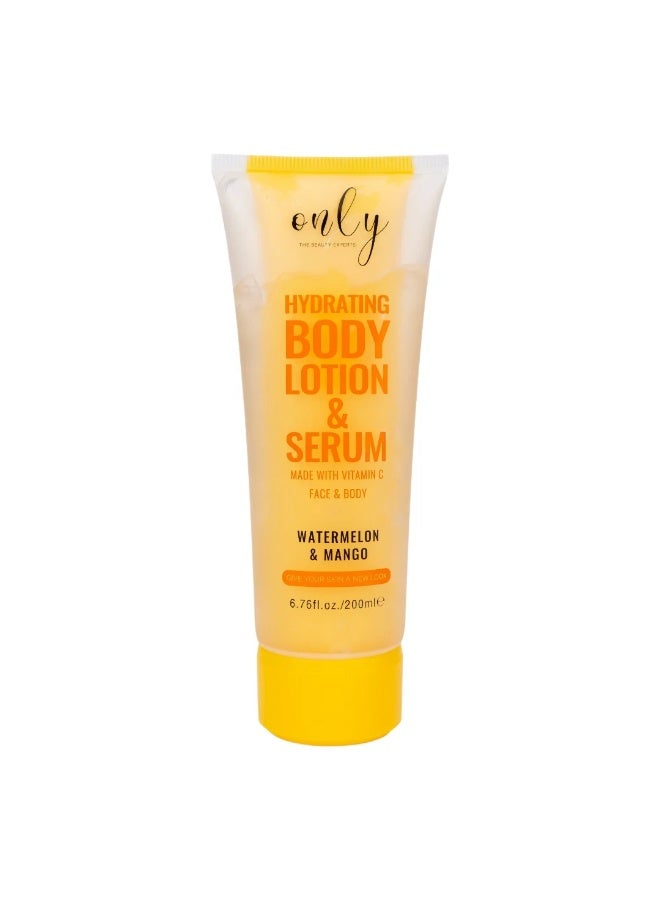 Hydrating Body Lotion & Serum with Vitamin C – Watermelon & Mango, Face & Body Moisturizer (6.76 fl. oz. / 200 ml)