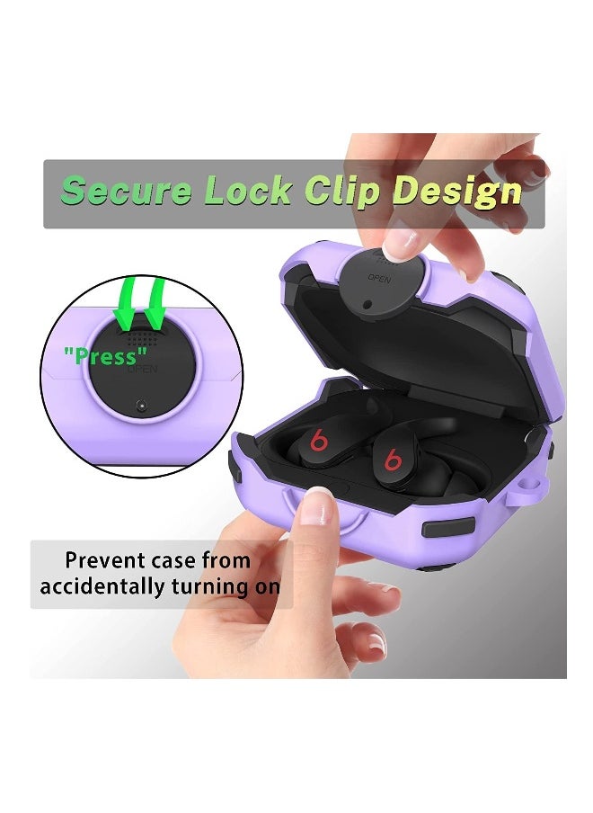 Generic - Case for Beats Fit Pro 2021, Secure Lock Cases with Anti-Lost Carabiner Compatible with Beats Fit Pro (Violet) - Image 1