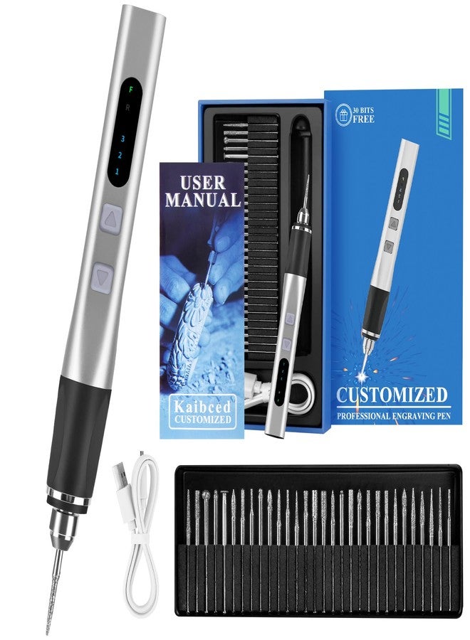 Kaibced Engraving Pen, Ultimate Cordless Engraving Pen for Artists & DIYers - Engrave 60+ Surfaces - Beginner Friendly- 30 Bits & Mastery Guide (Silver) - Image 1