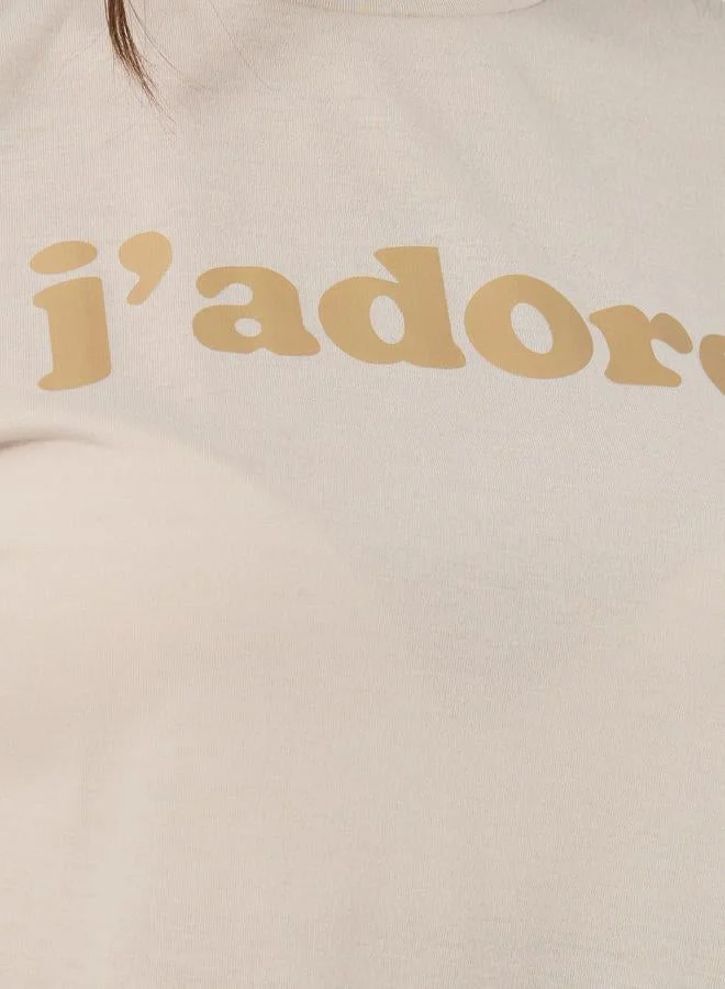 Styli Slogan Print Short Sleeve T-Shirt