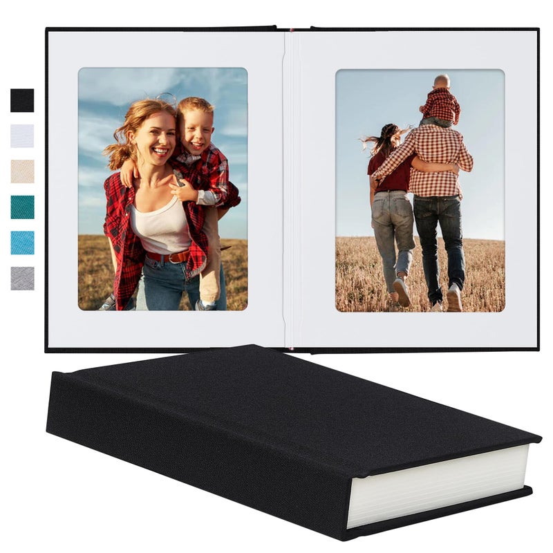 Pssoss Photo Album 5x7 with Writing Space Linen Cover 5x7 Photo Album Book Holds 20 Photos Ideal for Wedding Theme-Album and Baby Photo Albums (Black 20 Pockets) - Image 1