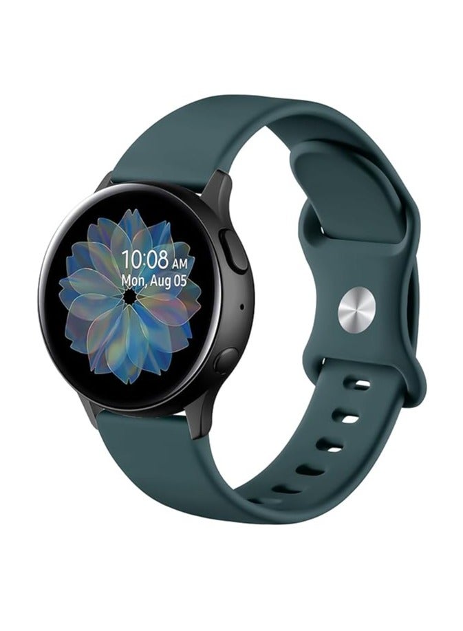 سوار سيليكون 22 ملم لساعة سامسونج جالاكسي 3 45-46 ملم / جير 3، استراب رياضي من السيليكون الناعم المقاوم للماء لساعة هواوي ووتش GT3 46  ملم / GT2E ، من تين تيك - Pine Green