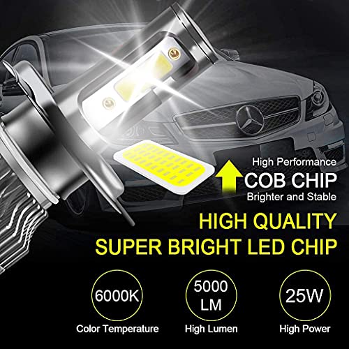 STHIRA® H4 LED Headlight for Car, 50W 10000 Lumens Per Pair Super Bright LED Headlights Conversion Kit 6000K White, 360-degree Illumination, 300% Brightness, Pack of 2 - Image 3