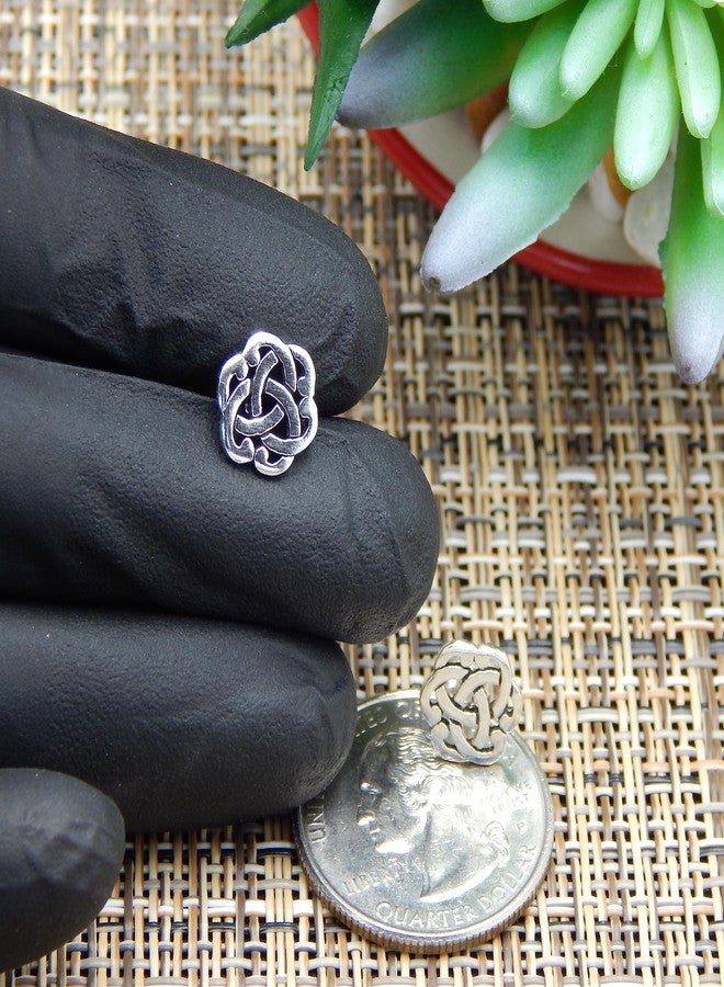 آيسروز أقراط مرصعة بعقدة سلتيك على شكل زهرة سلتيك من الفضة الإسترليني عيار 925 من ICYROSE، مقاس 10 مم (خالية من النيكل) - Image 5