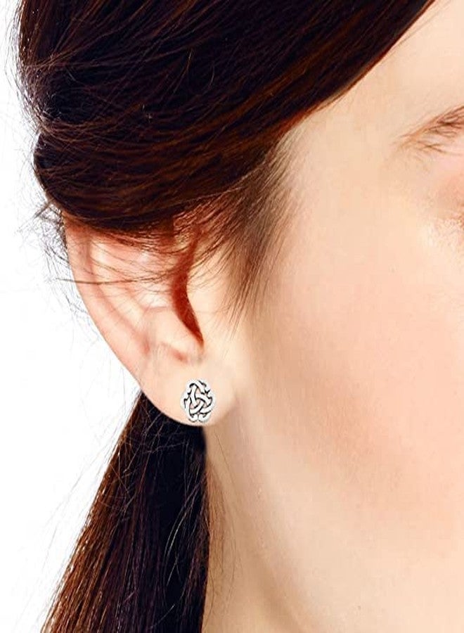 آيسروز أقراط مرصعة بعقدة سلتيك على شكل زهرة سلتيك من الفضة الإسترليني عيار 925 من ICYROSE، مقاس 10 مم (خالية من النيكل) - Image 4