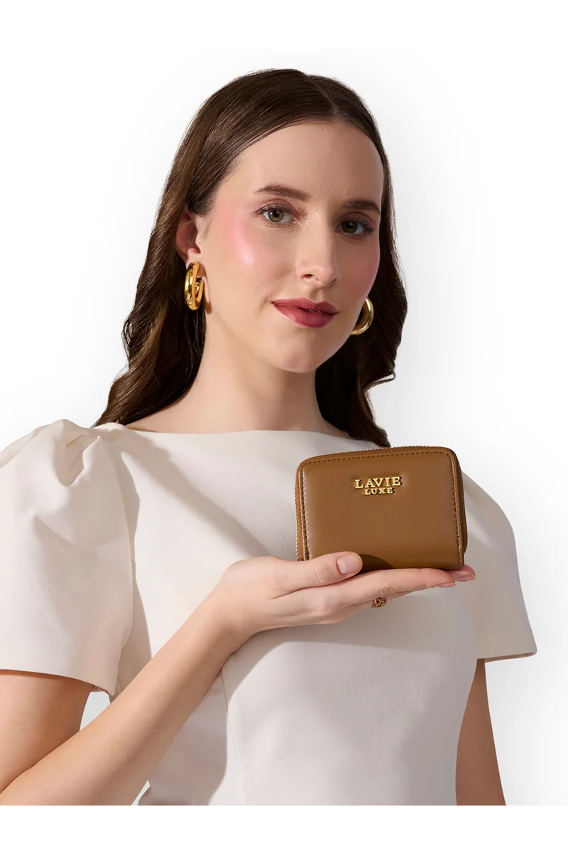 لافي Luxe Women's Belle Small Card Wallet (Tan)
