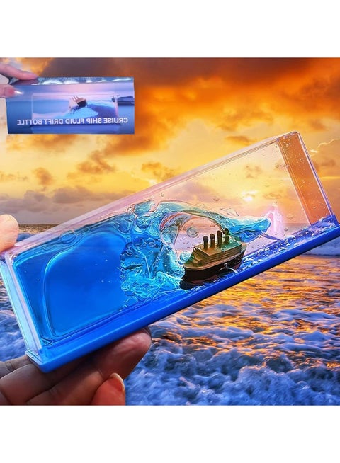 Cruise Ship Fluid Drift Bottle Cruise Ship Model Desk Decor 3D Crafts Paperweight Unsinkable Boat In Box Nautical Decorations For Car Home Table Centerpieces Birthday Gifts Charmingly I3780296209