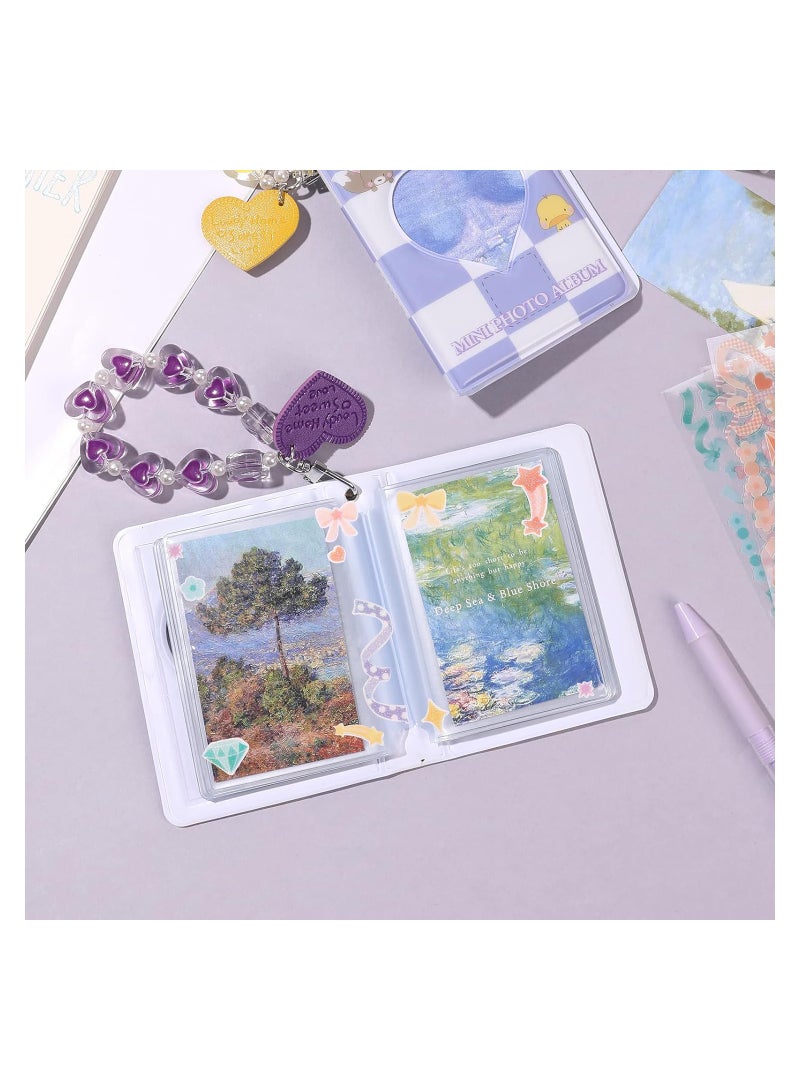 Excefore 3 Inch Mini Photo Albums Love Heart Hollow Window Kpop Photocard Binder Protective Sleeves with Heart Keychain Pendant&DIY Stickers for Collecting Picture/Stamps/Cards,40 Pockets, 2 Sets - Image 2