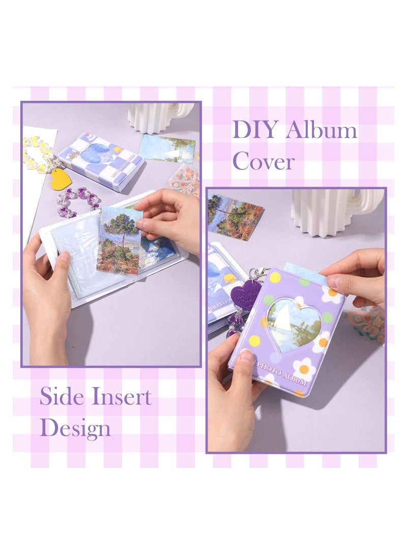 Excefore 3 Inch Mini Photo Albums Love Heart Hollow Window Kpop Photocard Binder Protective Sleeves with Heart Keychain Pendant&DIY Stickers for Collecting Picture/Stamps/Cards,40 Pockets, 2 Sets - Image 3