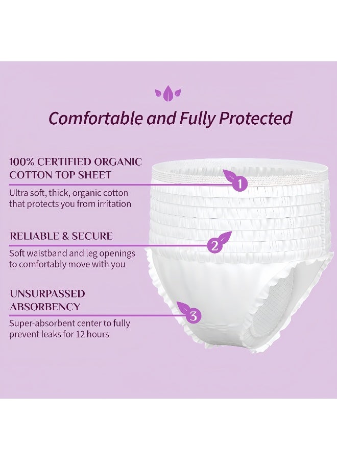 Lesha 12 Count Disposable Underwear for Women, Organic Cotton Cover - Incontinence Pads, Postpartum Essentials, Disposable Underwear, Unscented, Maximum Coverage (Size M-L/XL/XXL) - Image 3