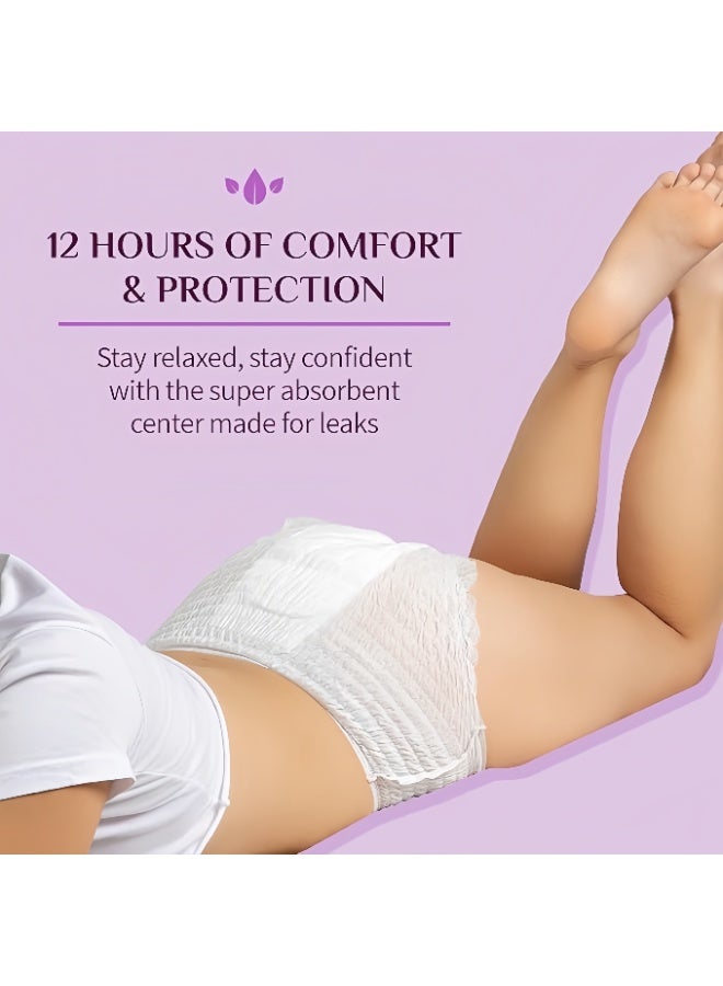 Lesha 12 Count Disposable Underwear for Women, Organic Cotton Cover - Incontinence Pads, Postpartum Essentials, Disposable Underwear, Unscented, Maximum Coverage (Size M-L/XL/XXL) - Image 4