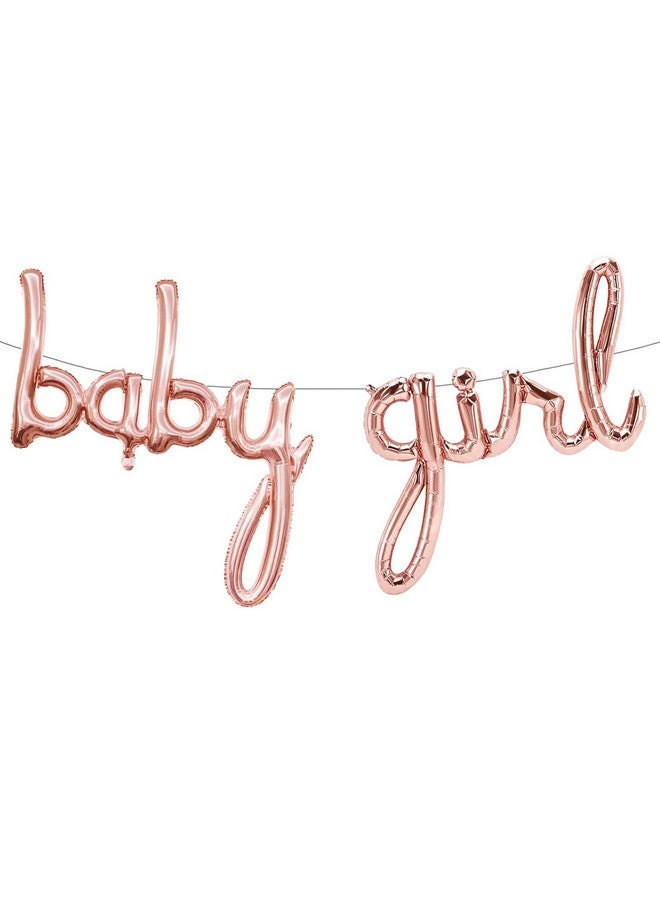 Tellpet Baby Girl Balloons, Baby Shower Decorations for Girl, Rose Gold Girl Letter Balloon Banner - Image 1