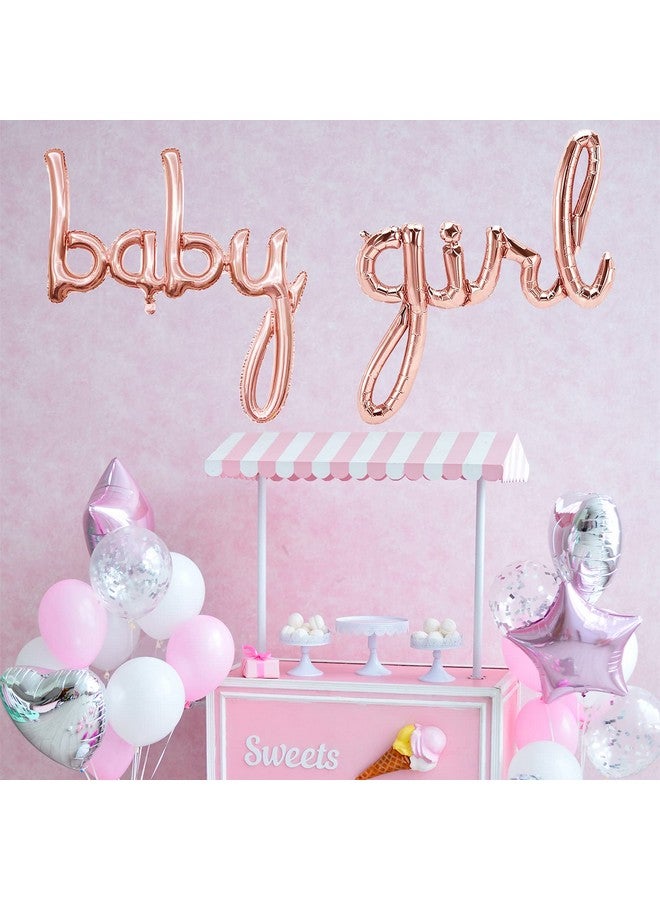 Tellpet Baby Girl Balloons, Baby Shower Decorations for Girl, Rose Gold Girl Letter Balloon Banner - Image 2