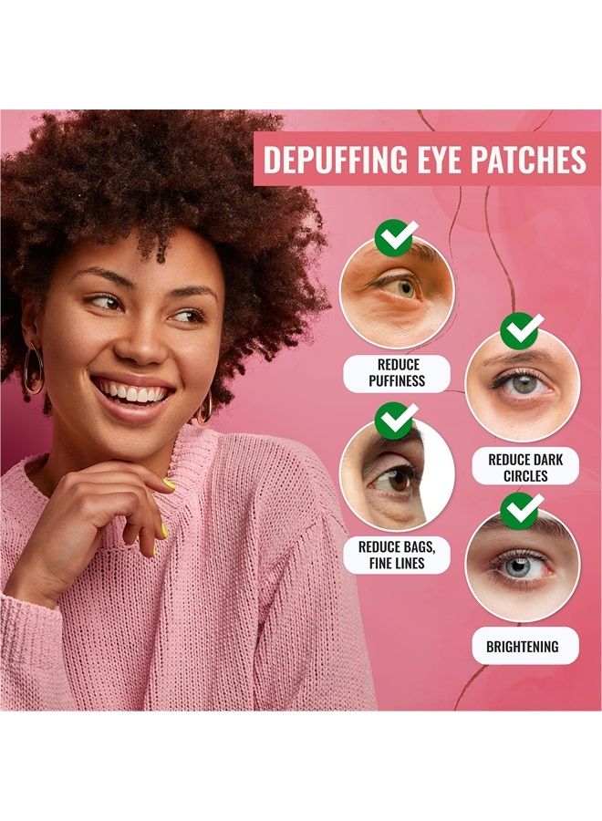 LOOKATME Eye Mask for Puffiness - Under Eye Patches for Dark Circles - Korean Under Eye Mask Patches for Puffy Eyes - Eye Gel Pads Depuffing Eye Brightener with Green Tea, Caffeine, Hydrogel & Collagen (10 Pai - Image 3
