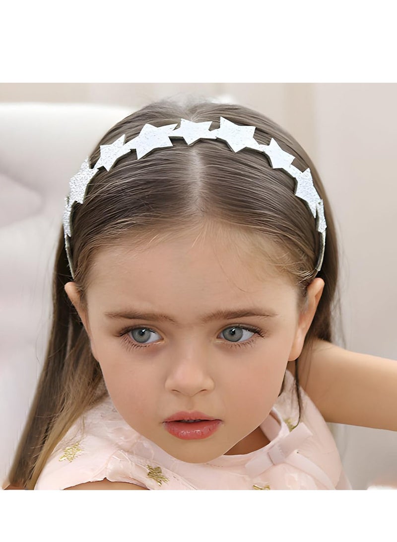 Loquat Glitter Headbands for Girls, 3 Pack Silver Star Pink Headband Little Girls Hair Accessories, Cute Toddler Headband Sparkly Hair Bands for Kids, Children, Teens, Women - Image 3