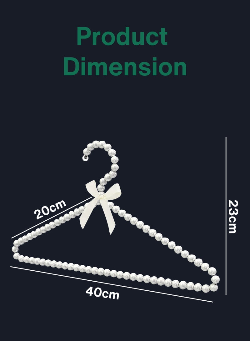 6-Pack 40cm Pearl Clothes Hanger with White Ribbon Bowknot | Beaded Plastic Hangers | Space-Saving Closet Organizer Hooks for Dresses, Pants, Coats, Pants, Shorts and Scarves - Image 3