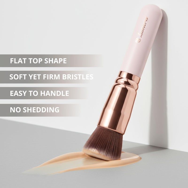 Lamora Makeup Brush Foundation Kabuki - Flat Top Face Brush for Liquid, Cream, and Powder Cosmetics - Full Coverage Blending, Buffing, Stippling, Contouring - Image 5