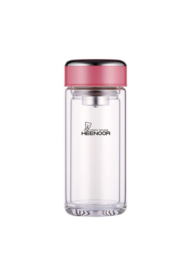 Heenoor Xino Double-layer Glass Cup For Home And Office Use, Water Cup For Women, Stylish Filtered Tea Cup Xn-9330 Pink 200ml - Image 4