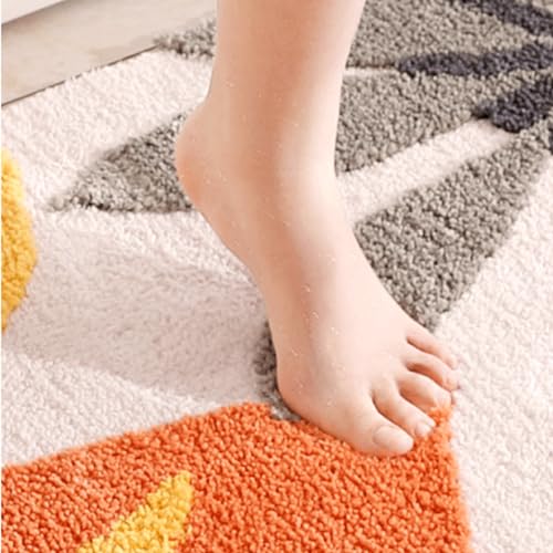 mamrug Bath mat Rug Boho Plant Abstract Art Leaf Colorful Washable Bathroom Rugs,Non-Slip Shaggy Water Absorbent Flocking Microfiber Soft Fluffy Botanical Bathmats Doormats Rectangle Small 15x23 inch - Image 3