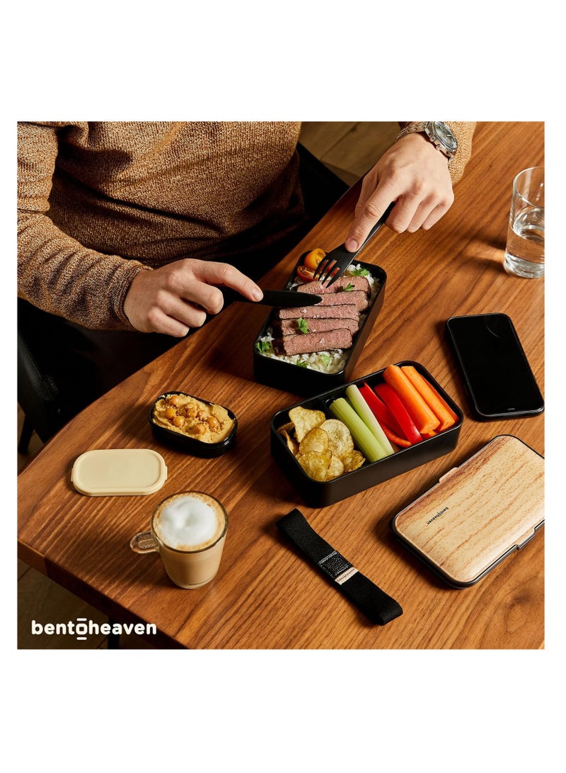 Premium Bento Box Adult Lunch Box with Compartments for Women u0026 Men, Set of Utensil u0026 Chopsticks u0026 Dip Container, Cute Japanese Kids Bento Lunch Box, Microwavable  - Image 5