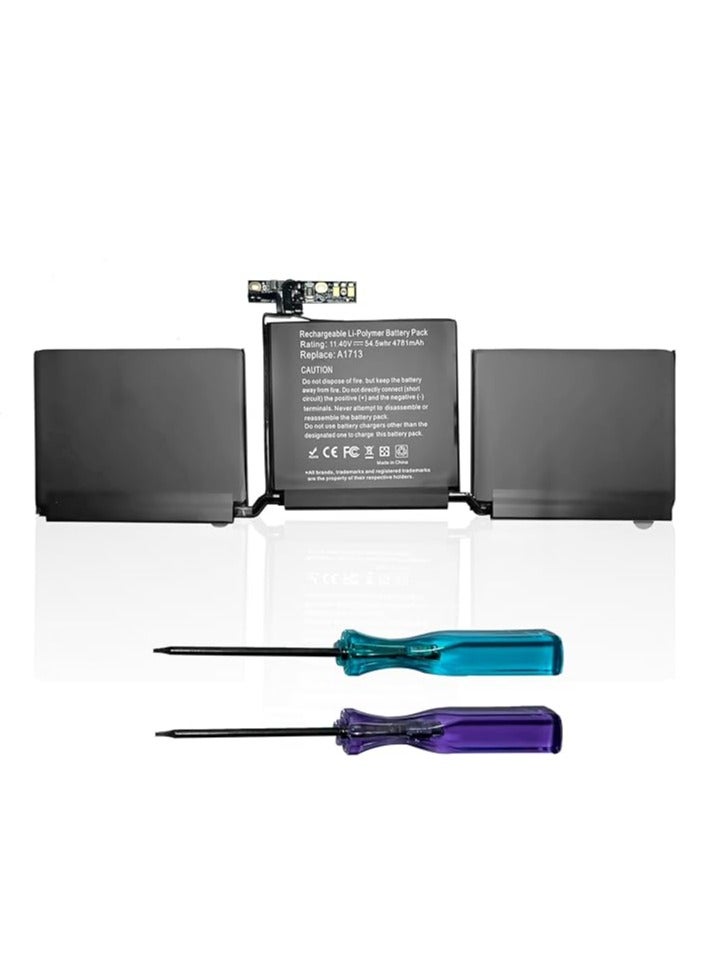 Terabyte Replacement A1713 A1708 A2171 Laptop Battery for MacBook Pro 13 Inch Late 2016 Mid 2017 Mid 2019 2020 Series (11.4 V 54.5 Wh) - Image 1