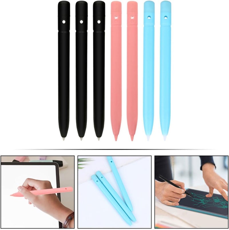 7pcs LCD Tablet Stylus Pen Set for Writing and Drawing, 8.5/10/12 Inch Partial Erasable Touch Screen Stylus, Universal Compatible with LCD Writing Tablets, Includes Black, Blue, - Image 2