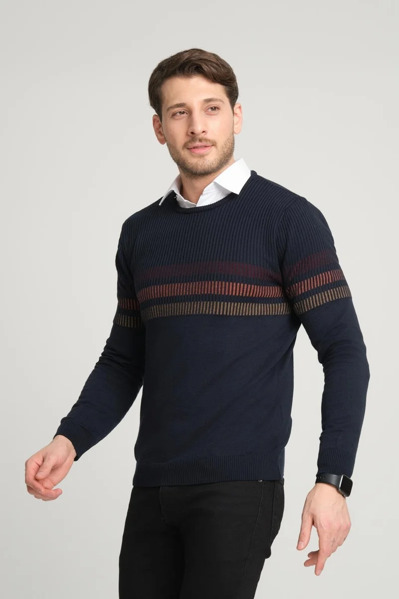 Alexander Gardi Stripe Detailed Crew Neck SWEATER(E23-6711)