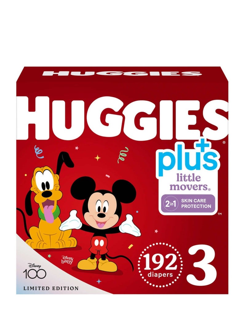 HUGGIES 192-Piece Little Movers Plus With 2 in 1 Skin Protect Limited Edition Baby Diapers Size 3 - Image 1