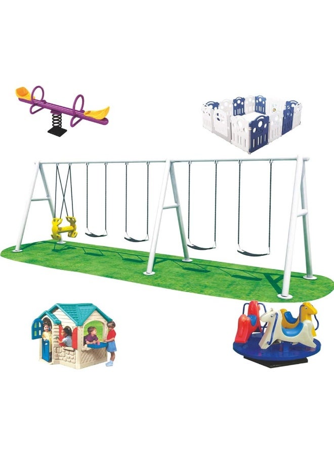 Rainbow Toys RBW TOYS Latest and Best Outdoor Playset for Kids. All in one Swing and Slide Outdoor Set. Play-Ground Toys Area Size 620x200x230cm. Best Birthday Gift. - Image 1