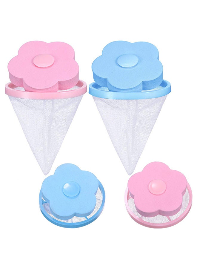 NIBEMINENT 2-Piece Flower Shape Laundry Filter Bag Pink/Blue 3.74 x 5.5inch - Image 1