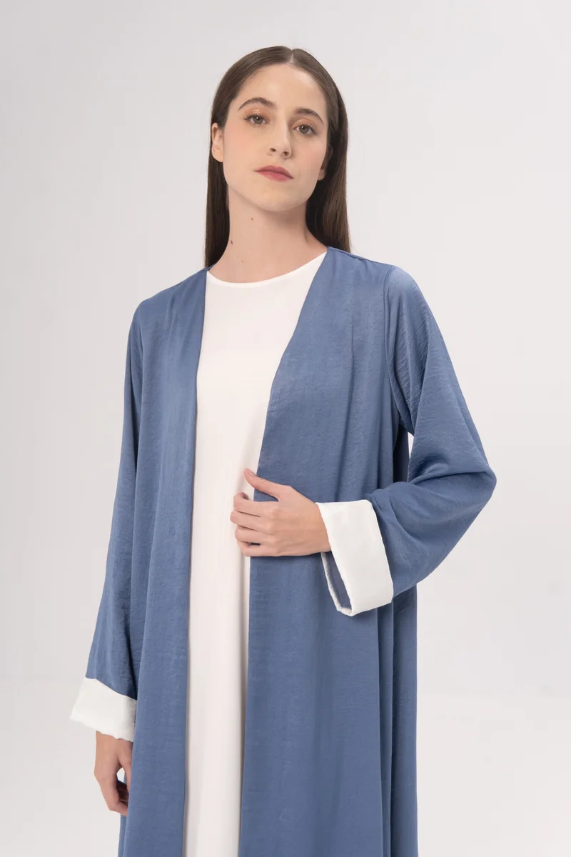 Hadiyath Al Madinah Sky Blue Open Abaya - HM
