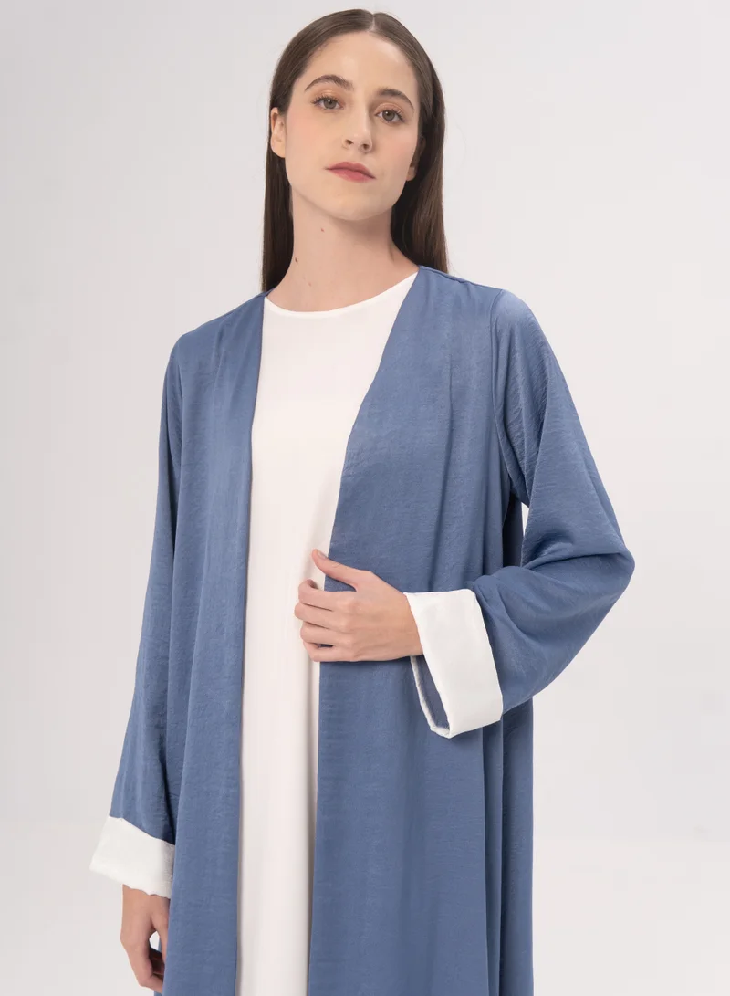 Hadiyath Al Madinah Sky Blue Open Abaya - HM